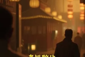 桥上行人横版剧照:城市天桥上的行人剪影